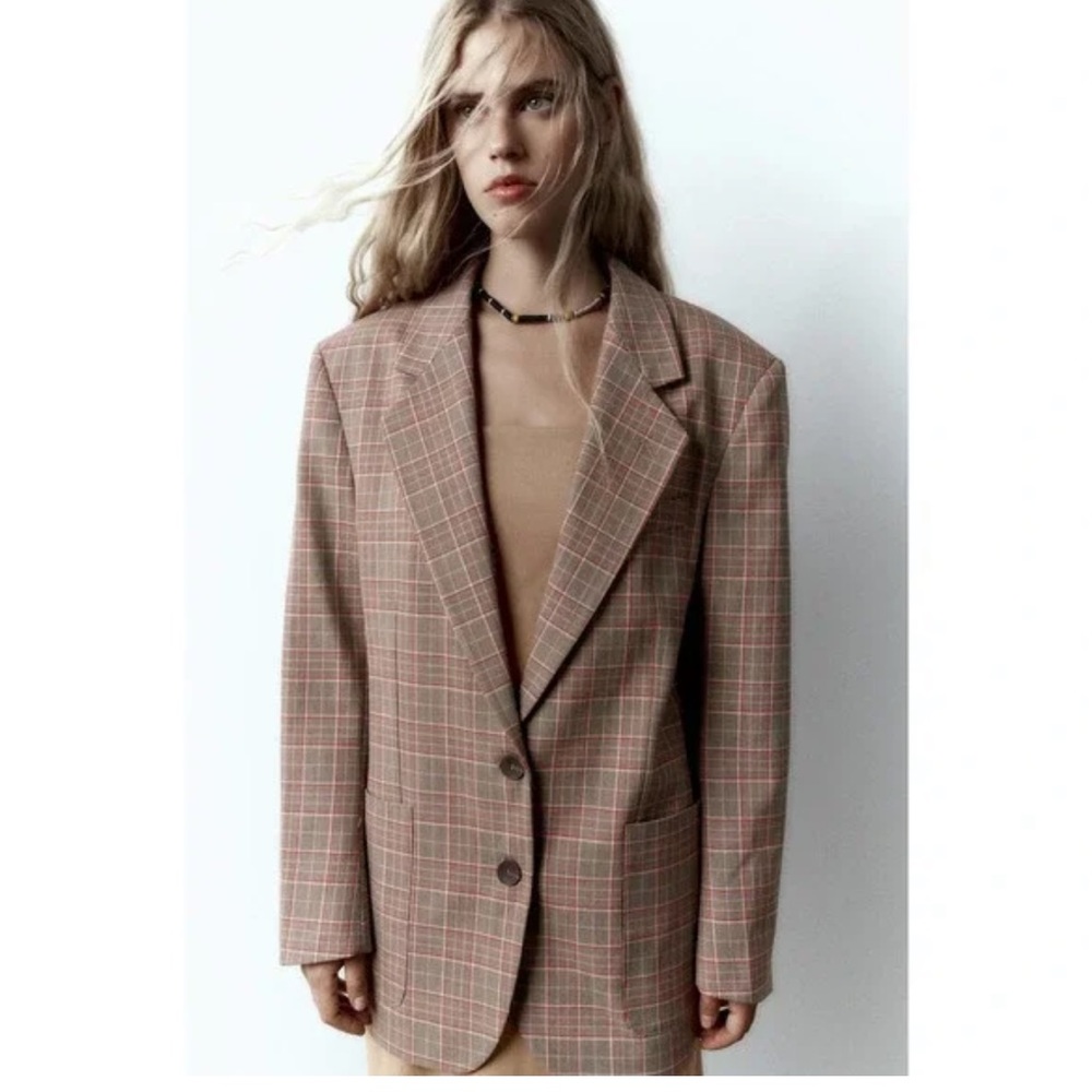 Zara Checkered Oversized Blazer